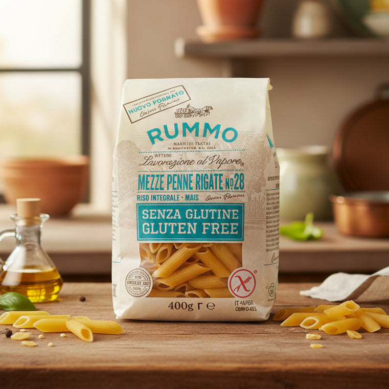 Paste Fără Gluten Mezze Penne Rigate nr. 28 400g – Rummo