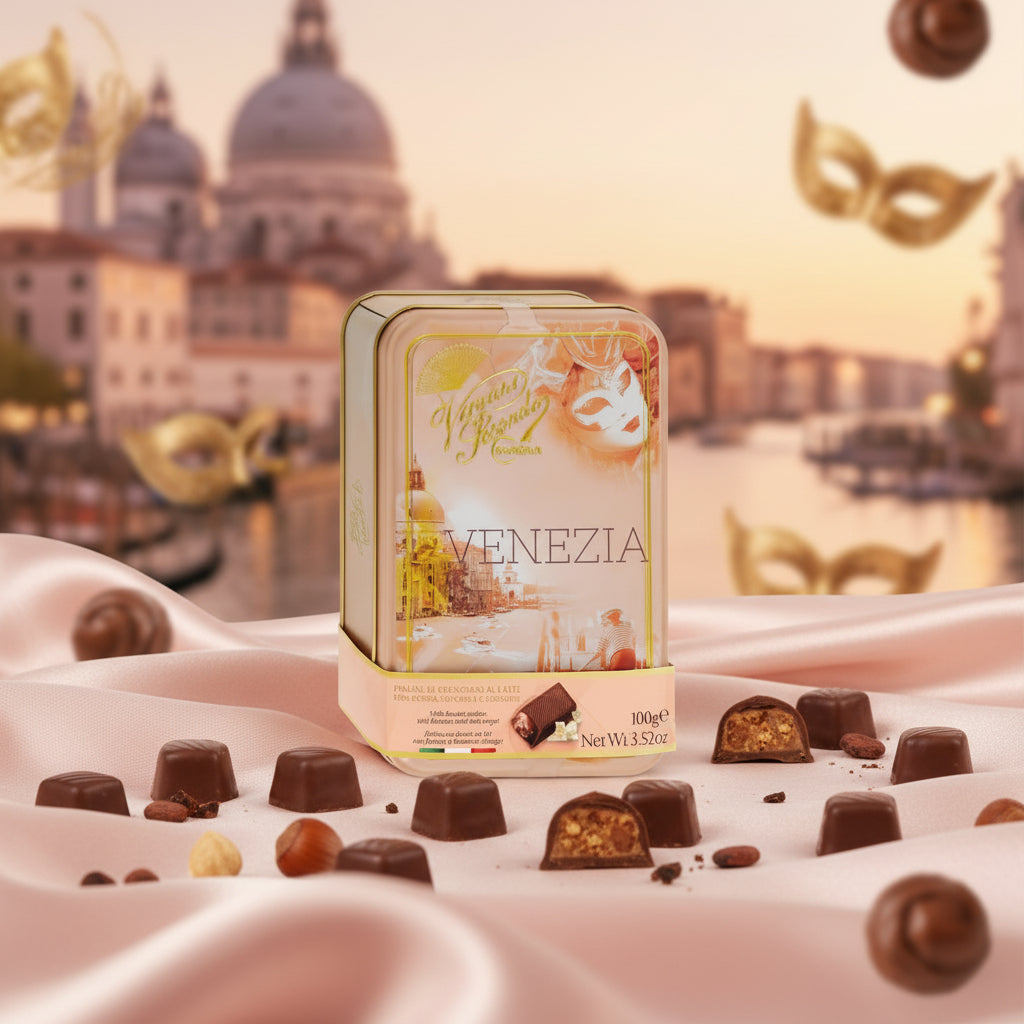 Praline Latta Venezia (Ciocolată cu Lapte, Cremă de Alune și Torrone) - Vergani