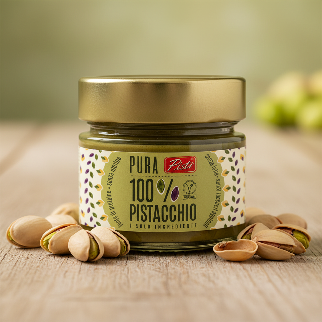 Pisti – Pastă de fistic 100% naturală (Pura Pistacchio) | Cremă de pistachio fără zahăr și fără sare