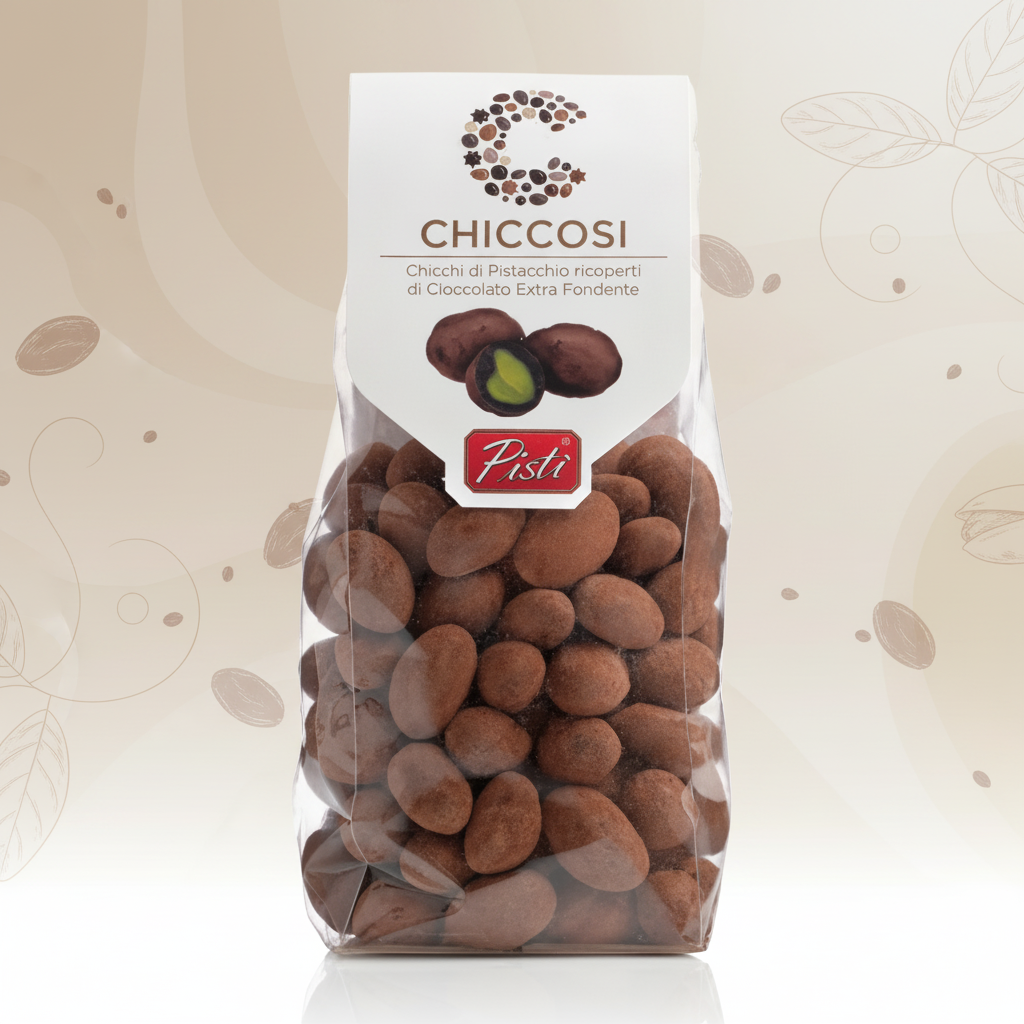 Pistì – Chicchi di Pistacchio | Bomboane de fistic în ciocolată neagră 70% 200g