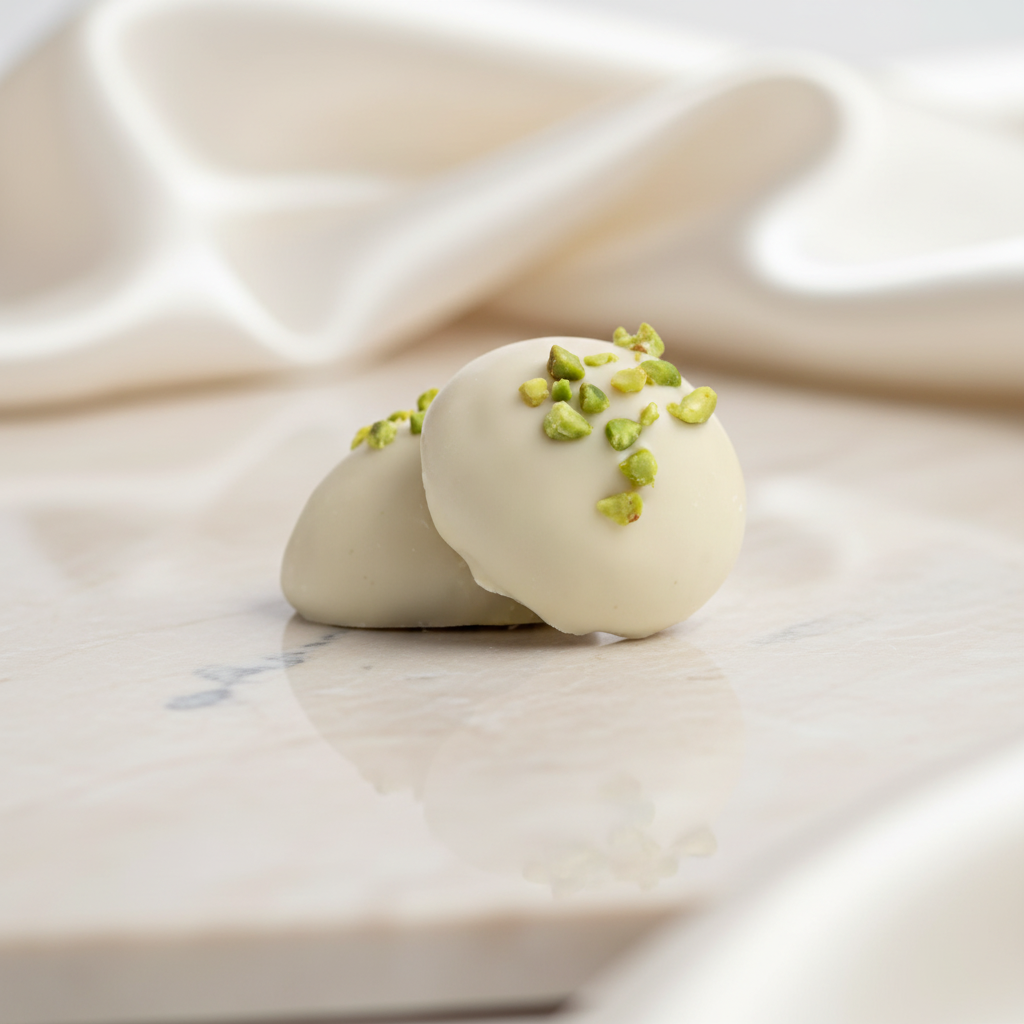 Prăjituri Siciliene din Migdale și Fistic, Acoperite cu Ciocolată Albă 110 g - Pistì