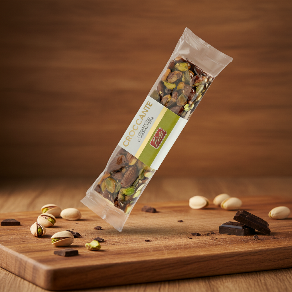 Baton Crocant din Fistic și Migdale Siciliene 60g - Pistì