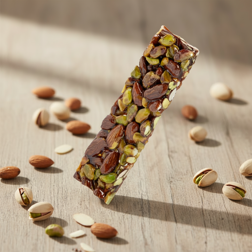 Baton Crocant din Fistic și Migdale Siciliene 60g - Pistì