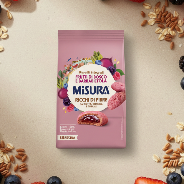 Biscuiți integrali MISURA Fibrextra cu fructe de pădure & sfeclă – 260 g – Italia