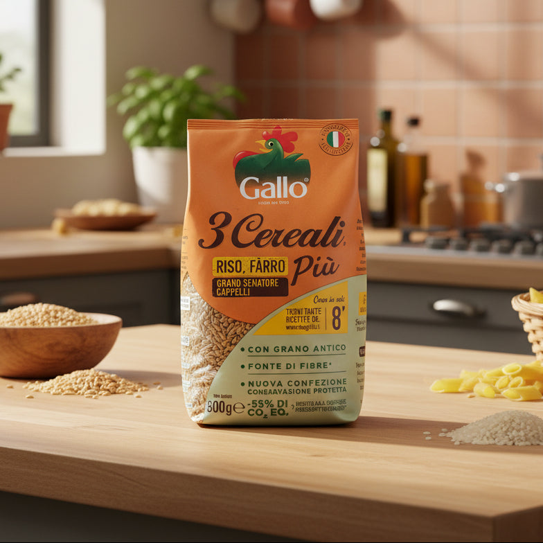 Riso Gallo – 3 Cereale cu orez, grâu senatore Cappelli și spelta (Farro) 500 g