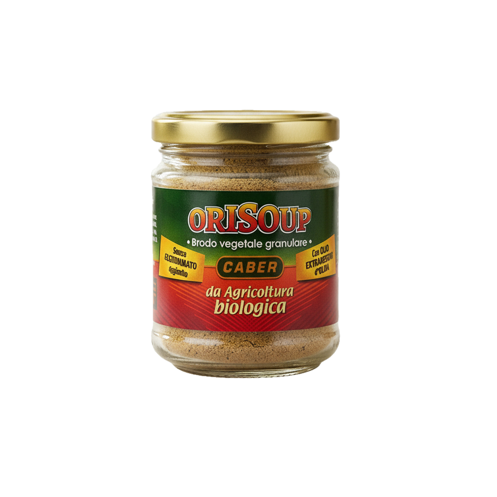 OriSoup Caber 125g — preparat granulat BIO pentru supă de legume, cu ulei extravirgin de măsline