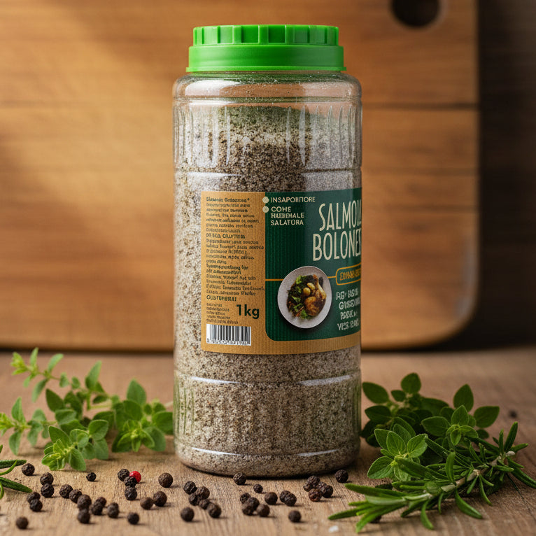 Sare aromatică Caber „Salamoia Bolognese” 1kg – mix de sare și ierburi pentru carne, legume și grătar