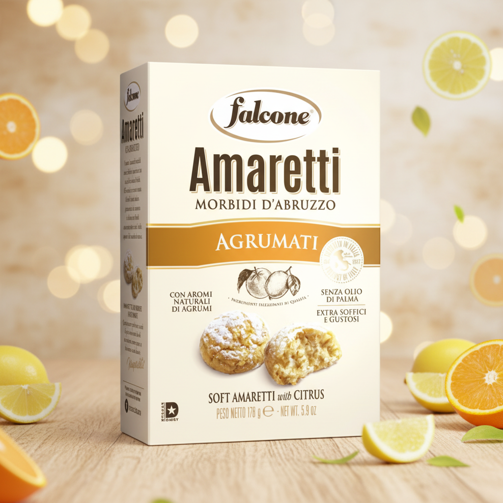 Falcone Amaretti – Fursecuri moi cu aromă de citrice 170 g
