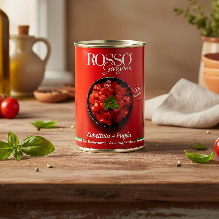 Rosso Gargano – Roșii cuburi din Puglia „Cubettata di Puglia” 400 g