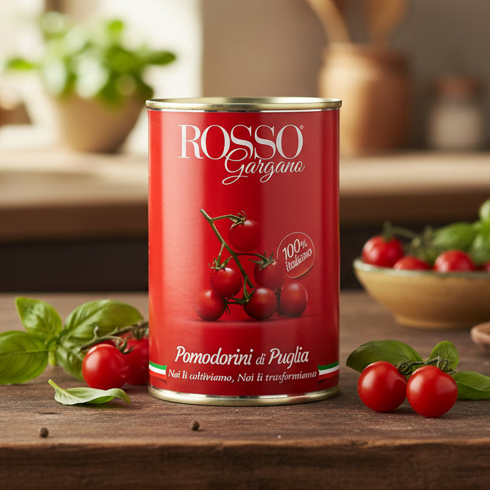 Rosso Gargano – Roșii cherry „Pomodorini di Puglia” (conservate) 400 g