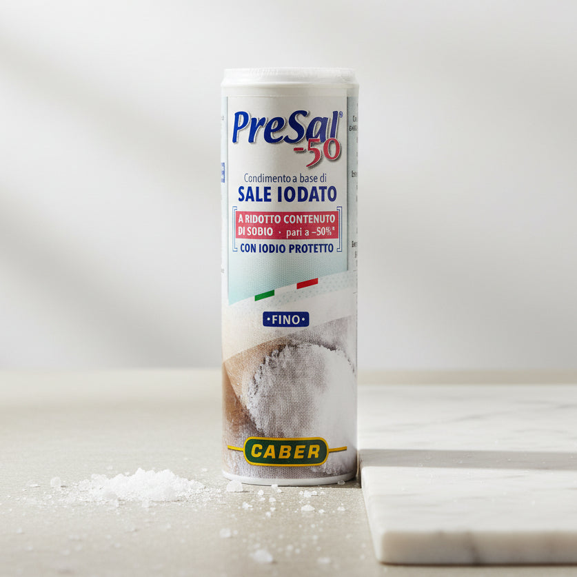 PreSal 50 – Sare Iodată Fino cu Sodiu Redus 50% 180g – CABER