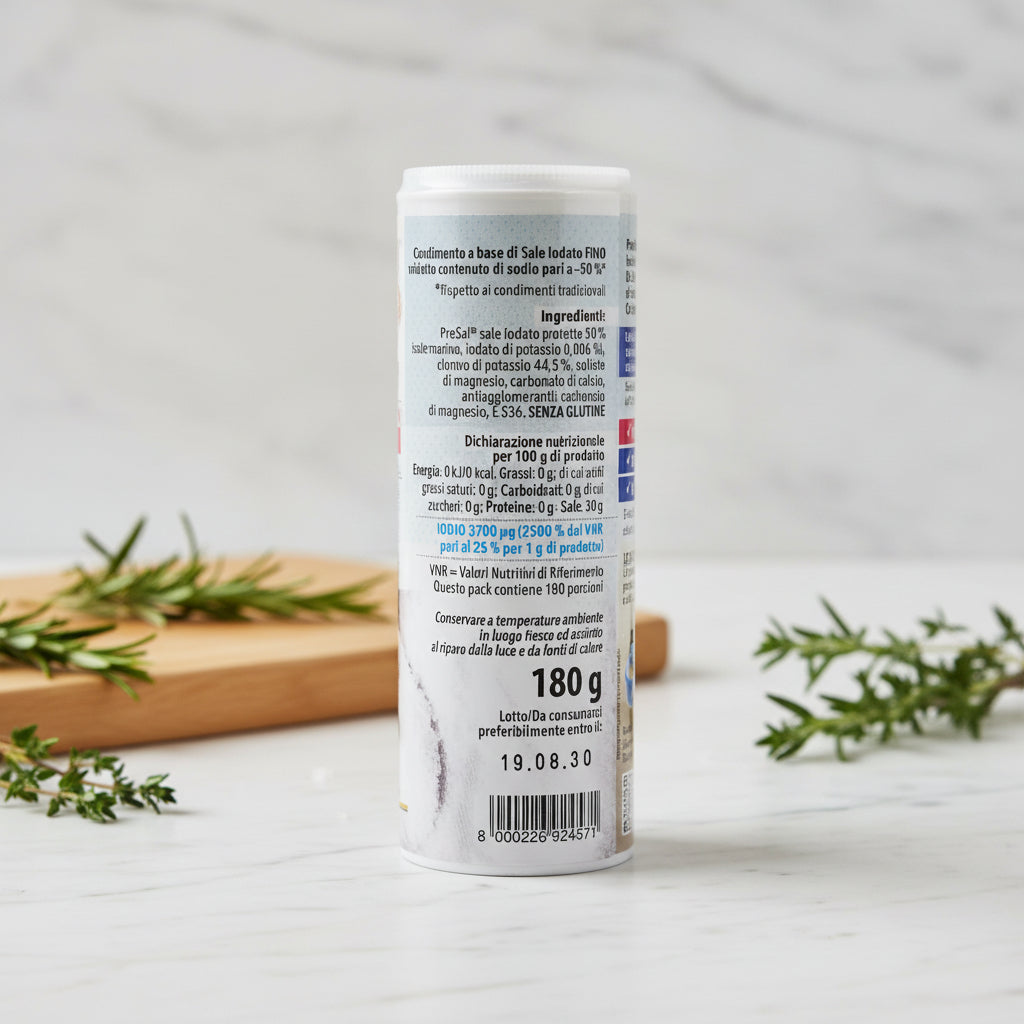 PreSal 50 – Sare Iodată Fino cu Sodiu Redus 50% 180g – CABER