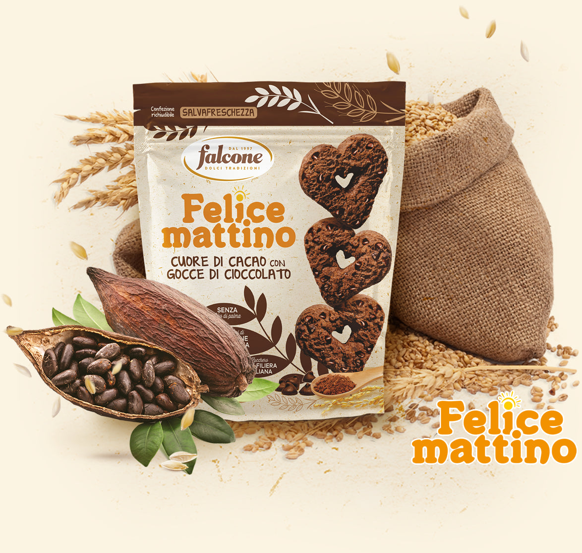 Falcone – Fursecuri cu cacao și bucati de ciocolată 500 g