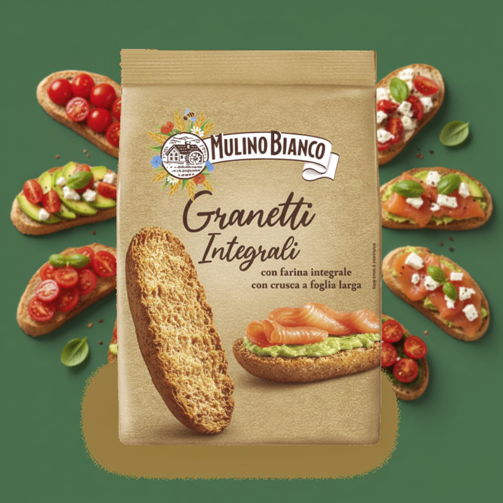 Mulino Bianco – Chifle/Crutoane integrale crocante pentru bruschete Granetti Integrali 350 g