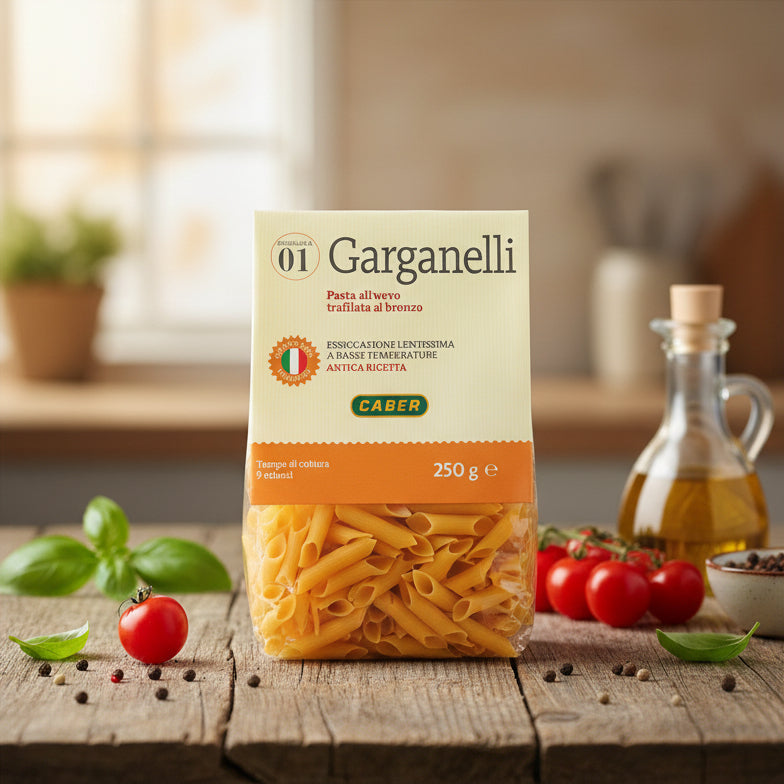 Garganelli cu ou din griș de grâu dur Caber 250g — Băcănia Befana Cluj-Napoca