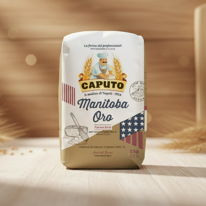 Caputo – Făină Manitoba Gold Italiană Tip 0 cu Proteine Ridicate 1 kg (Ideală pentru Aluat Elastic și Dospire Lungă)