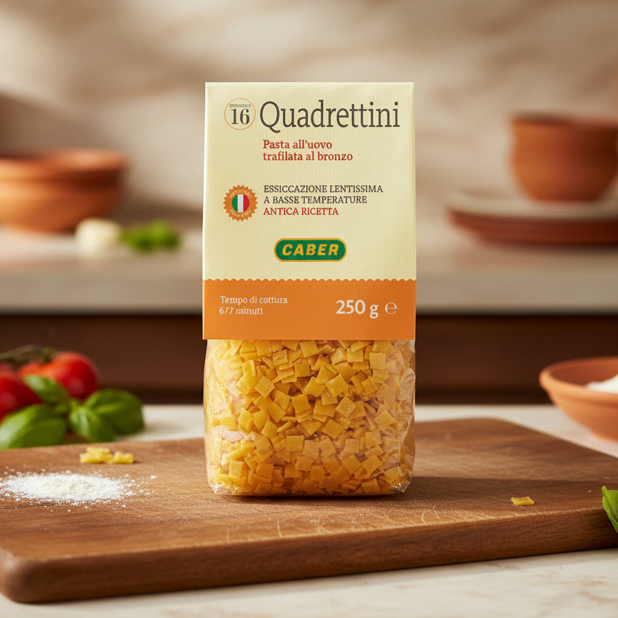 Paste cu ou Caber QUADRETTINI 250g