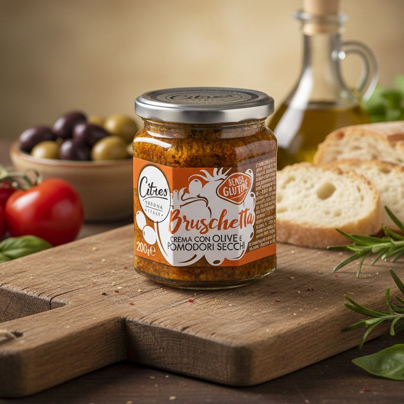 Cremă de Măsline Verzi și Nere cu Roșii Uscate pentru Bruschetta 200g Citres (Fără gluten)